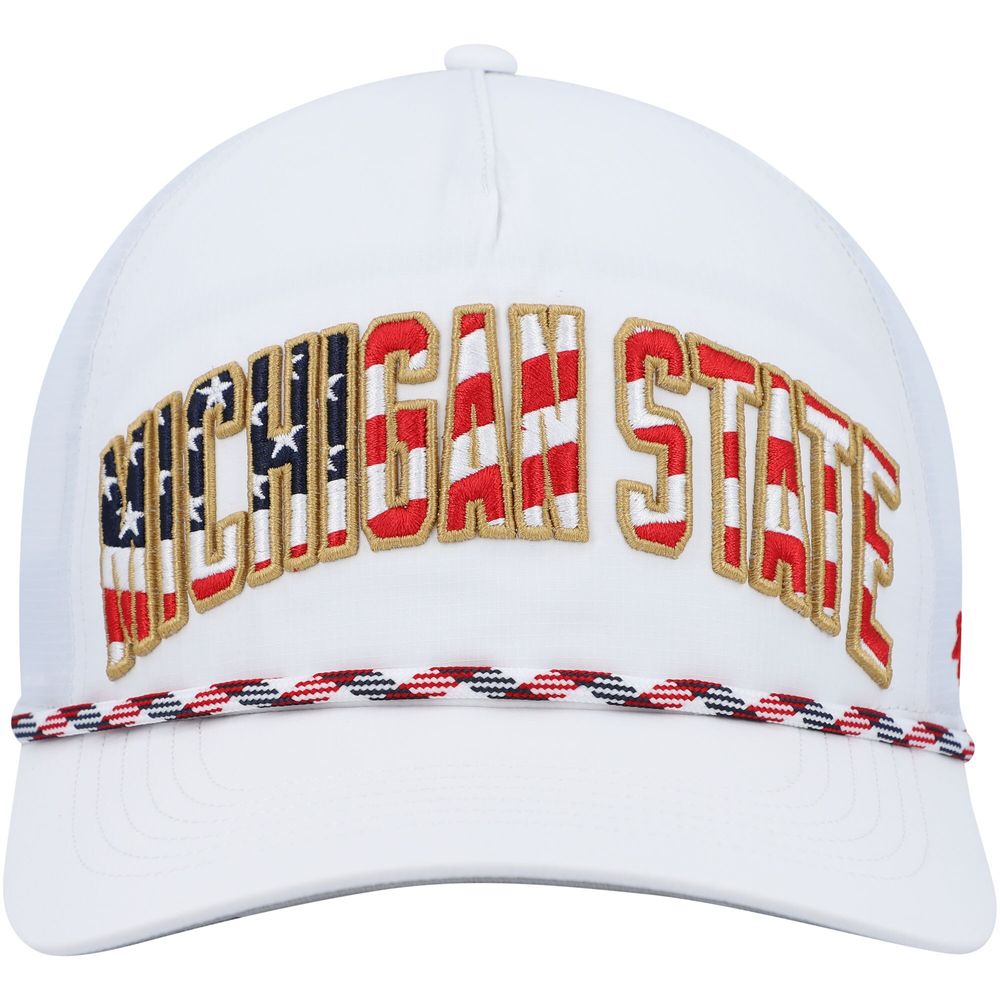 Men's '47 White Michigan State Spartans Stars and Stripes Flag Flutter Hitch Snapback Hat