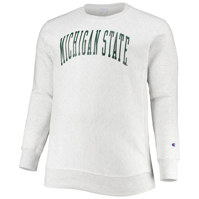 Sweat-shirt à col rond en polaire tissage inversé Champion Ash Michigan State Spartans Big & Tall pour hommes