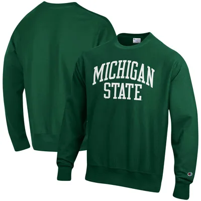 Men's Champion Green Michigan State Spartans Arch Reverse Weave Pullover Sweatshirt