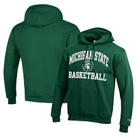 Men's Champion Green Michigan State Spartans Basketball Icon Powerblend Pullover Hoodie