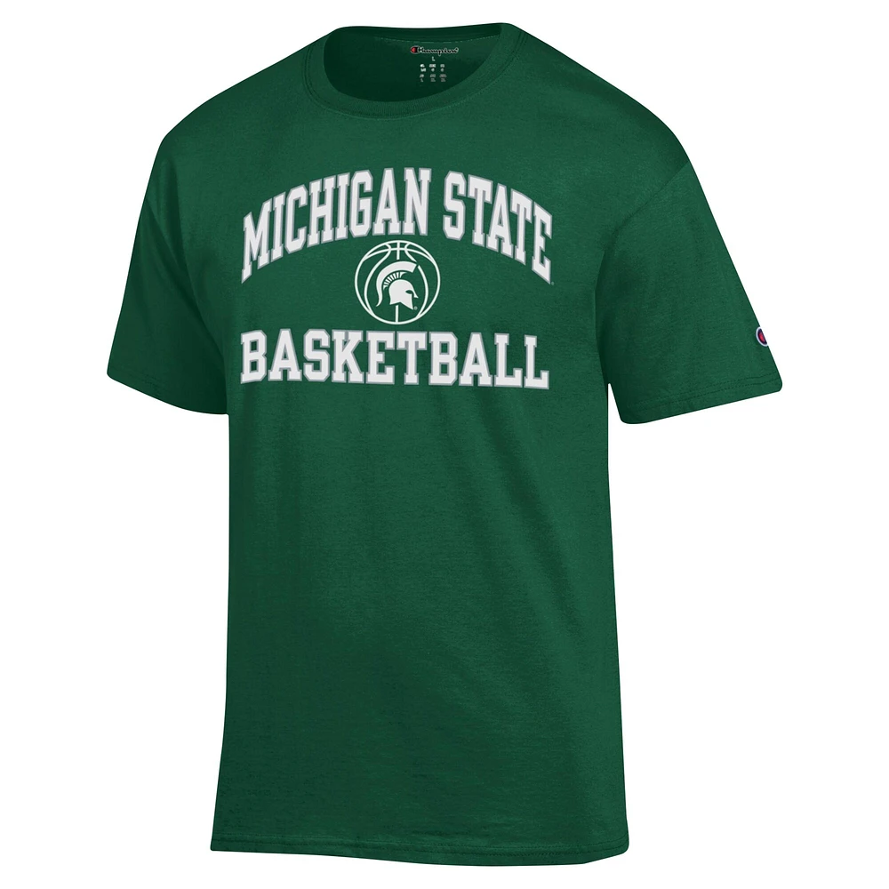 T-shirt vert Champion pour hommes des Spartans de l'État du Michigan Basketball Icon