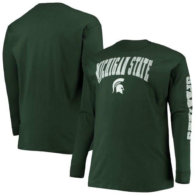 T-shirt à manches longues pour hommes Champion Green Michigan State Spartans Tailles Big & Tall 2-Hit