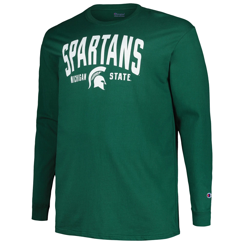 T-shirt vert à manches longues Champion Michigan State Spartans Big & Tall Arch pour hommes