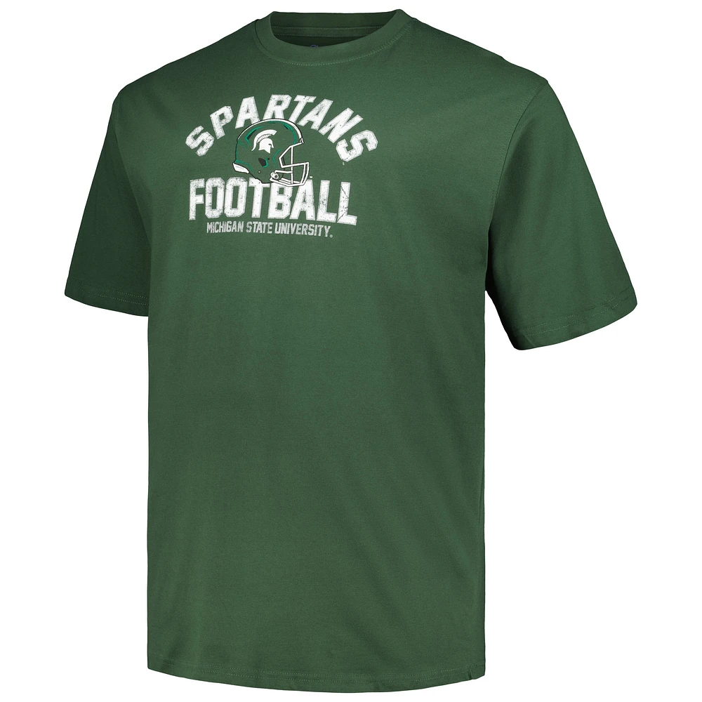 T-shirt avec casque de football pour hommes Champion Green Michigan State Spartans Big & Tall