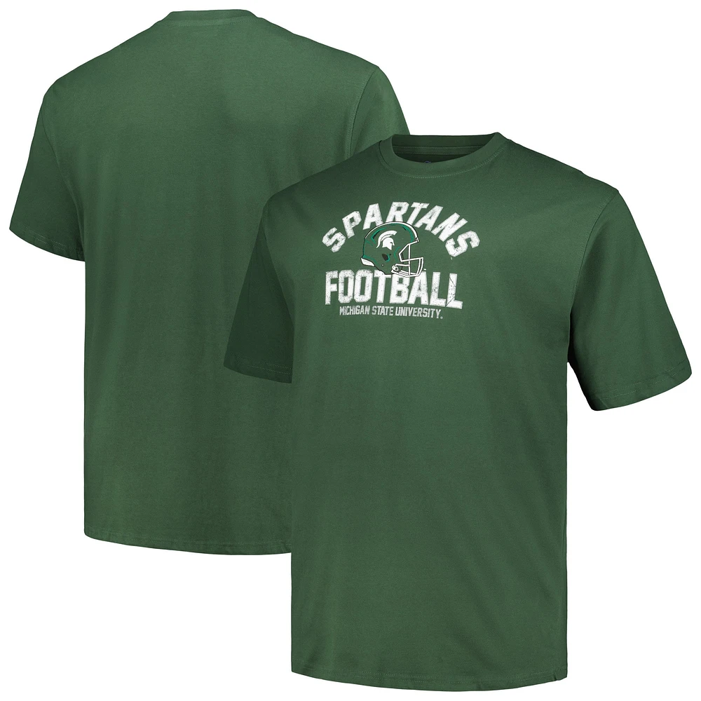 T-shirt avec casque de football pour hommes Champion Green Michigan State Spartans Big & Tall