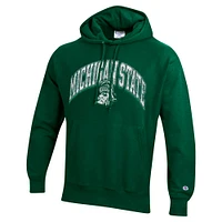 Men's Champion Green Michigan State Spartans Vault Late Night Reverse Weave Pullover Hoodie