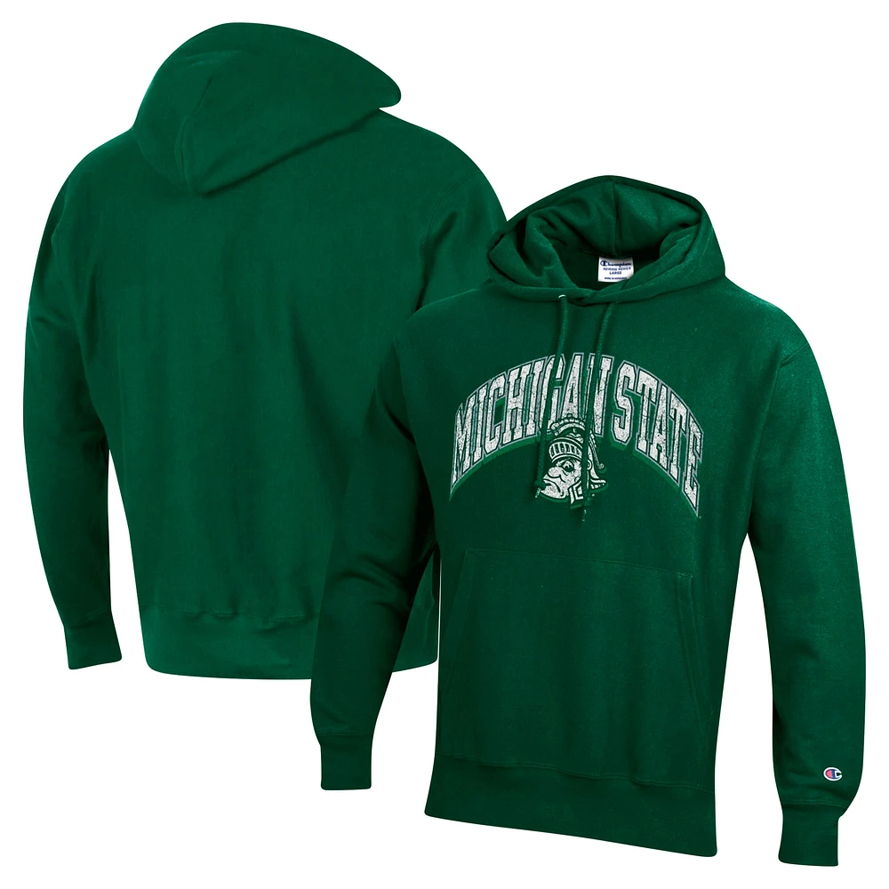 Sweat à capuche tissage inversé Champion Green Michigan State Spartans Vault Late Night pour homme