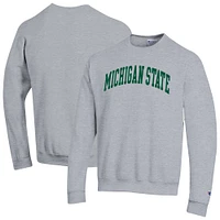 Men's Champion  Heather Gray Michigan State Spartans Basic Arch Fleece Pullover Sweatshirt
