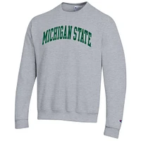 Men's Champion  Heather Gray Michigan State Spartans Basic Arch Fleece Pullover Sweatshirt