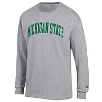 Men's Champion  Heather Gray Michigan State Spartans Basic Arch Long Sleeve T-Shirt