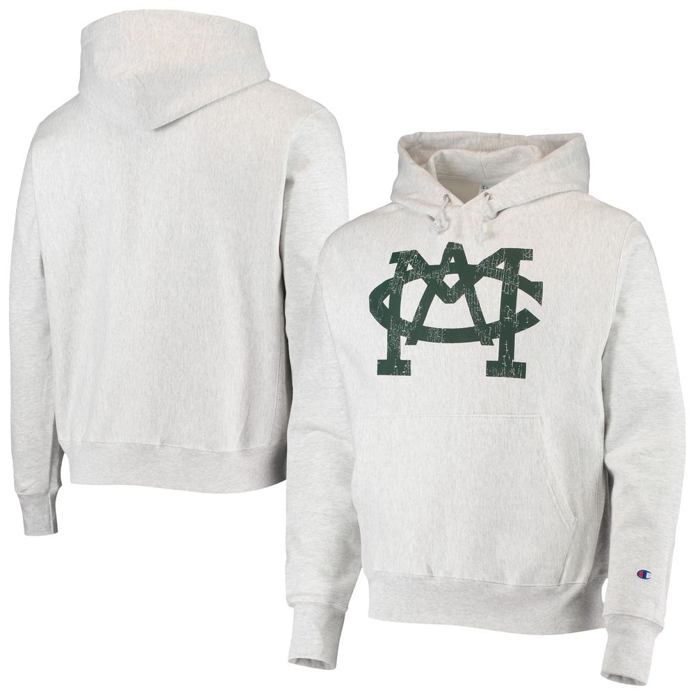 Men's Champion Heathered Gray Michigan State Spartans Team Vault Logo Reverse Weave Pullover Hoodie