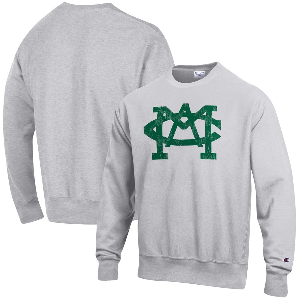 Men's Champion Heathered Gray Michigan State Spartans Vault Logo Reverse Weave Pullover Sweatshirt