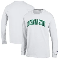 T-shirt à manches longues blanc Champion Michigan State Spartans Basic Arch pour homme