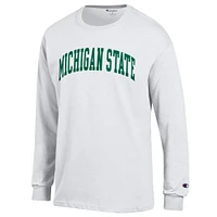T-shirt à manches longues blanc Champion Michigan State Spartans Basic Arch pour homme