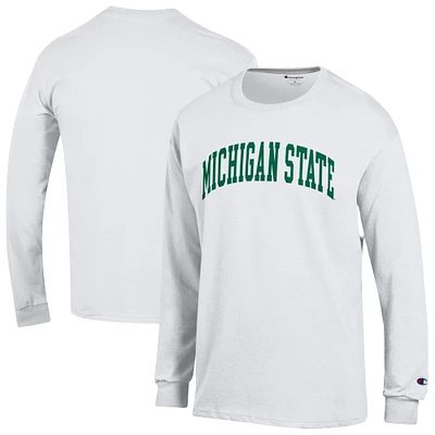 T-shirt à manches longues blanc Champion Michigan State Spartans Basic Arch pour homme