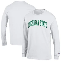 T-shirt à manches longues blanc Champion Michigan State Spartans Basic Arch pour homme