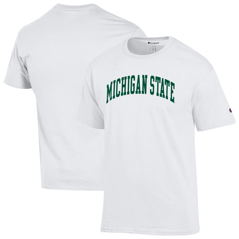 T-shirt blanc à motif arche basique pour homme, champion des Spartans de l'État du Michigan