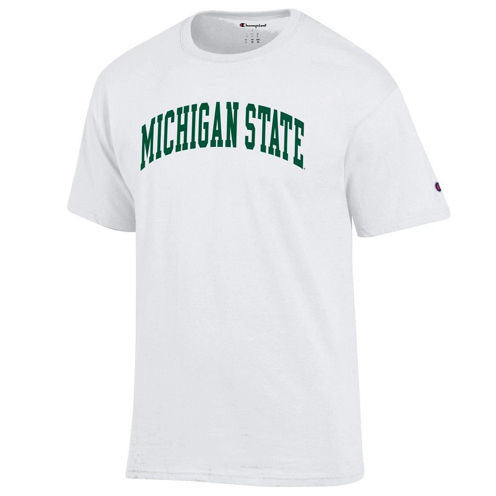 T-shirt blanc à motif arche basique pour homme, champion des Spartans de l'État du Michigan
