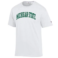 T-shirt blanc à motif arche basique pour homme, champion des Spartans de l'État du Michigan