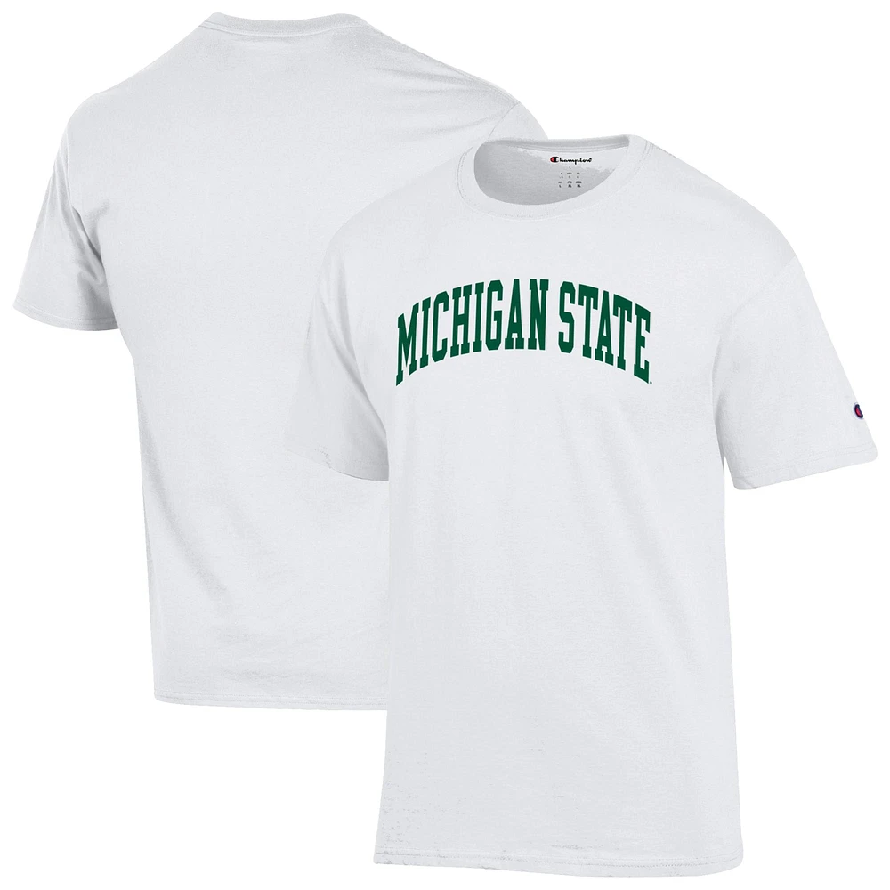 T-shirt blanc à motif arche basique pour homme, champion des Spartans de l'État du Michigan
