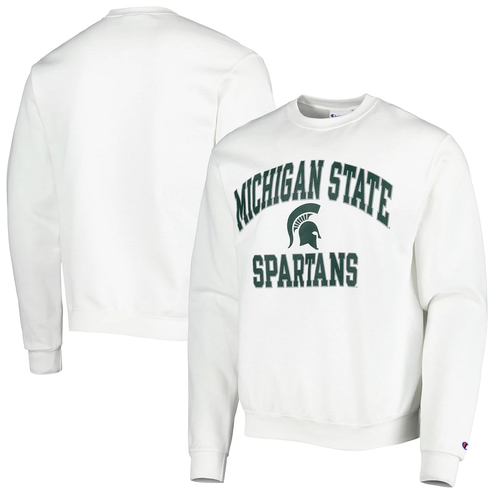 Men's Champion White Michigan State Spartans High Motor Pullover Sweatshirt