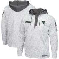 Men's Colosseum Arctic Camo Michigan State Spartans OHT Military Appreciation Quarter-Zip Hoodie