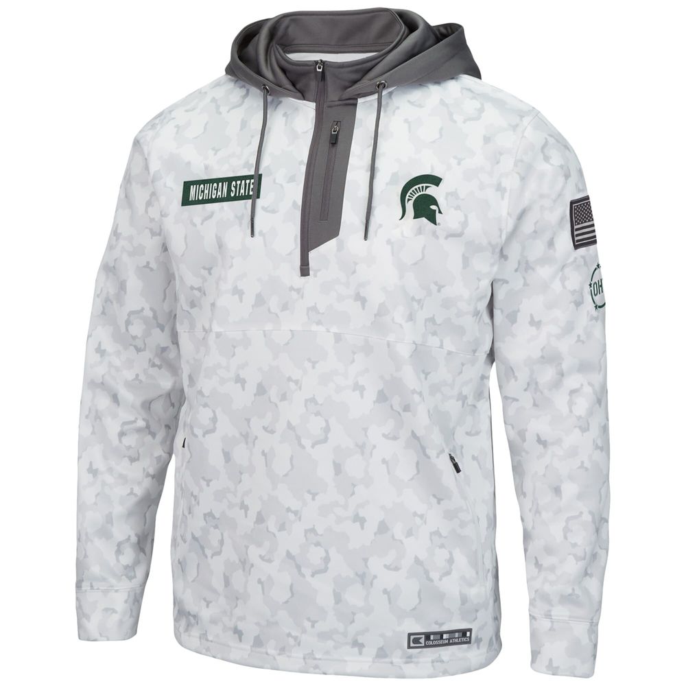 Men's Colosseum Arctic Camo Michigan State Spartans OHT Military Appreciation Quarter-Zip Hoodie