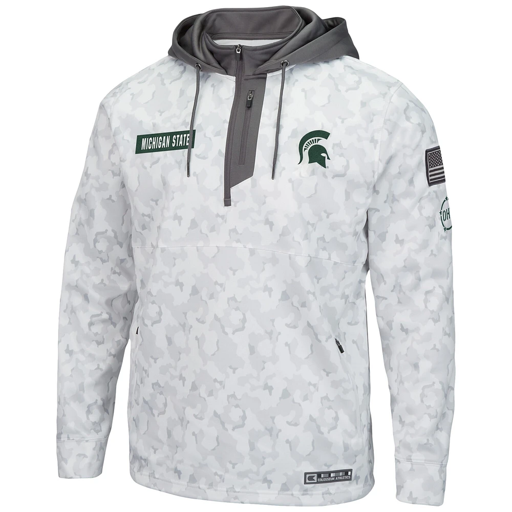 Men's Colosseum Arctic Camo Michigan State Spartans OHT Military Appreciation Quarter-Zip Hoodie