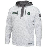 Men's Colosseum Arctic Camo Michigan State Spartans OHT Military Appreciation Quarter-Zip Hoodie