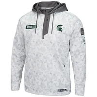 Men's Colosseum Arctic Camo Michigan State Spartans OHT Military Appreciation Quarter-Zip Hoodie