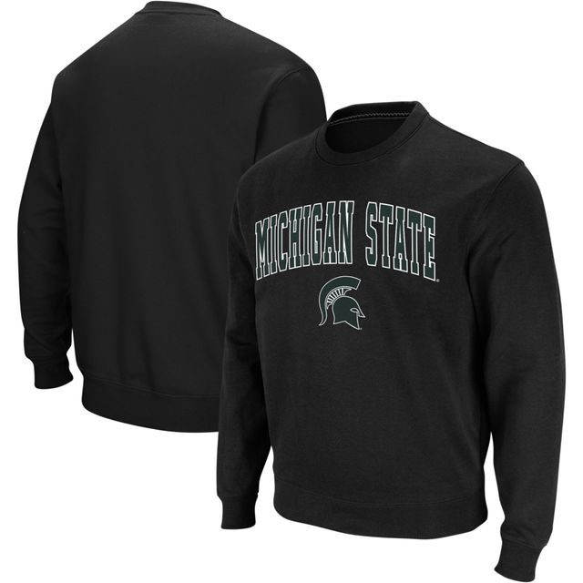 Sweat-shirt à col rond avec logo et arc des Spartans de l'État du Michigan, Colosseum, noir pour hommes