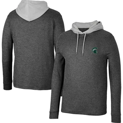 Michigan State Spartans Colosseum Ballot Waffle-Knit Thermal Long Sleeve Hoodie T-Shirt - Black