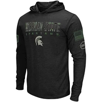 T-shirt à capuche manches longues pour hommes Colosseum Black Michigan State Spartans Big & Tall OHT Military Appréciation Tango