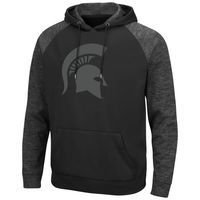 Men's Colosseum Black Michigan State Spartans Blackout 3.0 Tonal Raglan Pullover Hoodie
