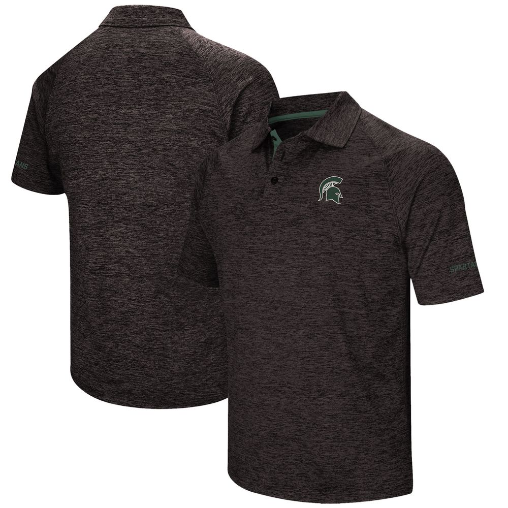 Men's Colosseum Black Michigan State Spartans Down Swing Polo