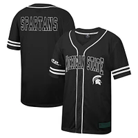Maillot de baseball boutonné en maille Free Spirited des Michigan State Spartans Colosseum noir pour hommes