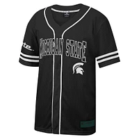 Maillot de baseball boutonné en maille Free Spirited des Michigan State Spartans Colosseum noir pour hommes