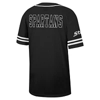Maillot de baseball boutonné en maille Free Spirited des Michigan State Spartans Colosseum noir pour hommes