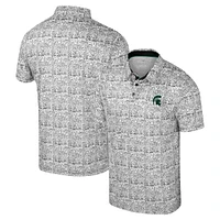 Men's Colosseum Black Michigan State Spartans It's Time! Allover Print Polo