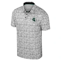 Men's Colosseum Black Michigan State Spartans It's Time! Allover Print Polo