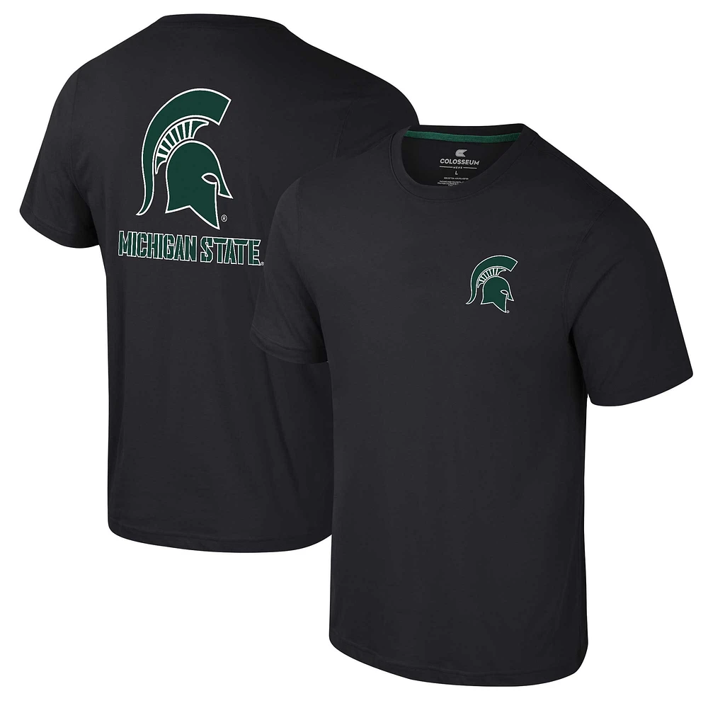 T-shirt Colosseum noir Michigan State Spartans Logo Lockup 2-Hit Active Blend pour hommes