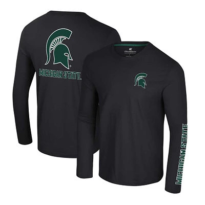 T-shirt à manches longues Colosseum noir Michigan State Spartans Logo Lockup 3-Hit Active Blend pour hommes