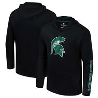 T-shirt à capuche manches longues avec logo Colosseum noir Michigan State Spartans Lockup Active Blend pour hommes