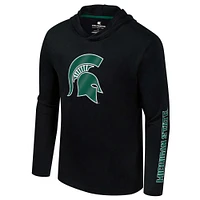 T-shirt à capuche manches longues avec logo Colosseum noir Michigan State Spartans Lockup Active Blend pour hommes