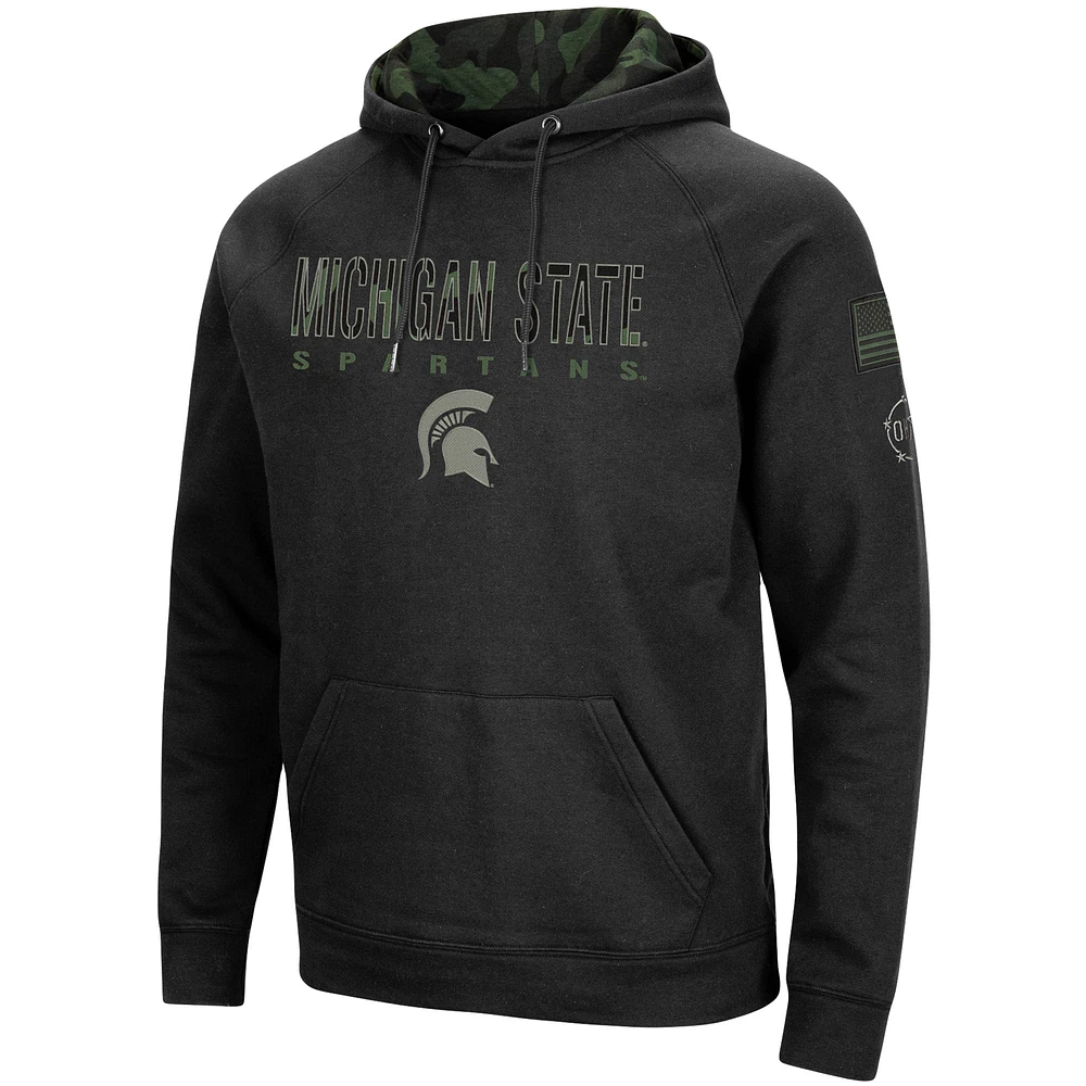 Men's Colosseum Black Michigan State Spartans OHT Military Appreciation Camo Pullover Hoodie