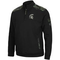 Men's Colosseum Black Michigan State Spartans OHT Military Appreciation Commo Fleece Quarter-Zip Jacket