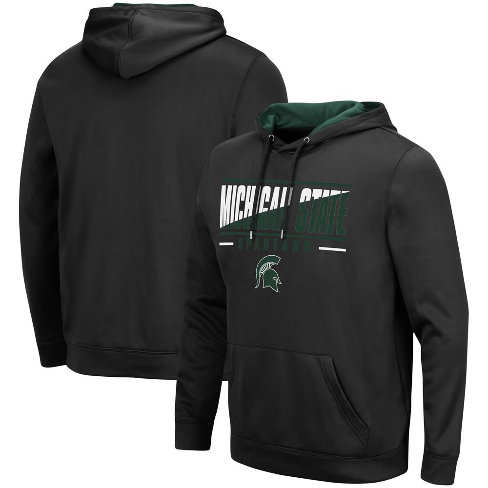 Men's Colosseum Black Michigan State Spartans Slash Stack 2.0 Pullover Hoodie