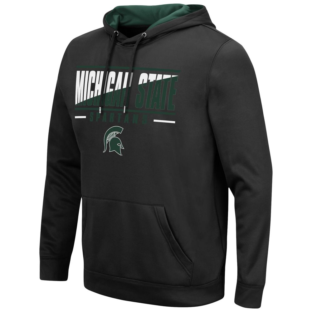 Men's Colosseum Black Michigan State Spartans Slash Stack 2.0 Pullover Hoodie