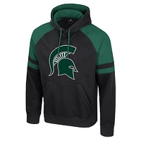 Men's Colosseum  Black Michigan State Spartans Todd Raglan Pullover Hoodie