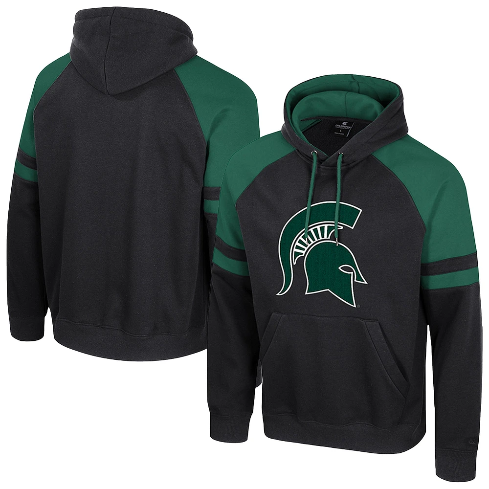 Sweat à capuche raglan Todd pour homme Colosseum Black Michigan State Spartans